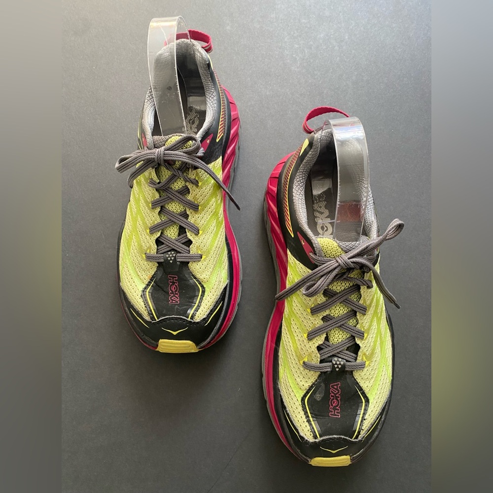 HOKA Stinson ATR 4 Trail Running Shoes 8.5 Pink Yellow One One Sneakers